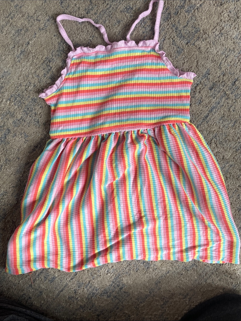 Cat & Jack Rainbow Stripe Dress with Pink Trim